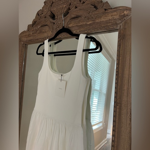 MON WHITE SCOOP NECK MIDI DRESS New size 4 - Picture 4 of 8